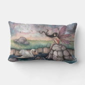 『出会いの場』妖精とスワン ファンタジーアート ランバークッション (裏面)