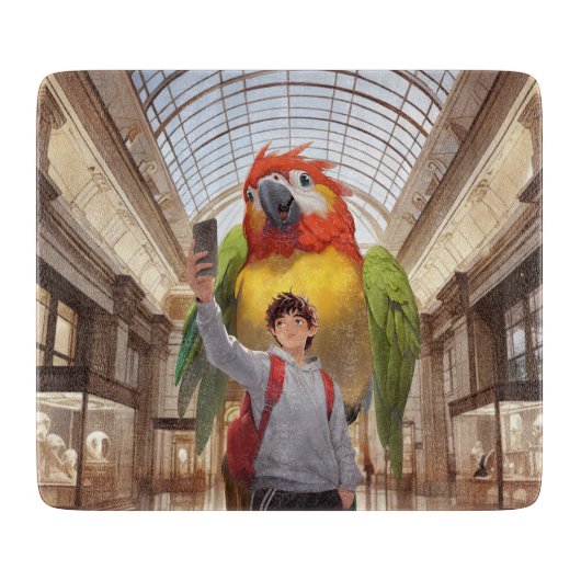 出会カラフルい – ミュージアムの巨大なオウム カッティングボード (正面)