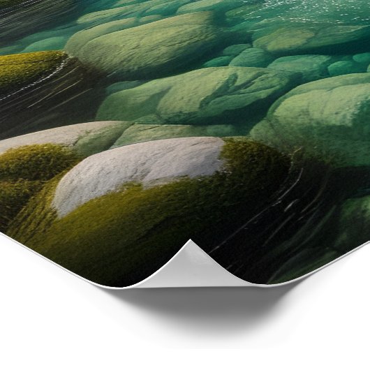 出会威厳のあるい:クマと魚の流れ ポスター (角)