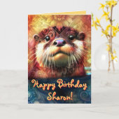 出力抽象芸術フローラパーソナライズされた誕生日 カード (黄色い花)