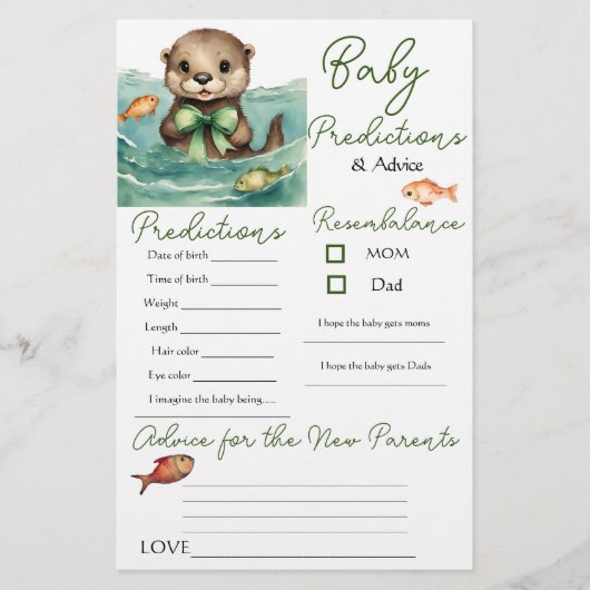 出力男女兼用ベビー予測アドバイスカード (正面)