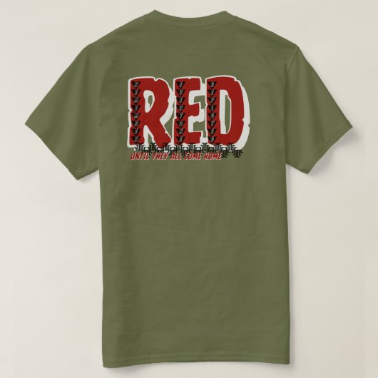 出動兵士に敬意を表するレッド・トライバルTシャツ Tシャツ (デザイン裏面)