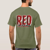 出動兵士に敬意を表するレッド・トライバルTシャツ Tシャツ (裏面)