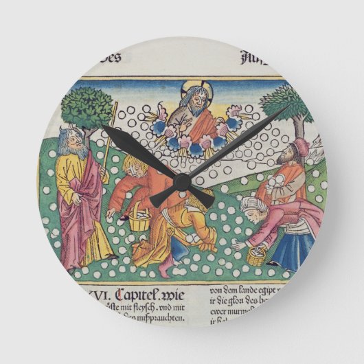 出国16の13-22神はThにウズラおよび天恵を提供します ラウンド壁時計 (正面)