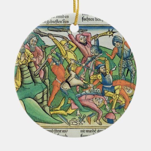 出国17 8-15アーロンおよびHurはモーゼの手を支えます セラミックオーナメント (正面)