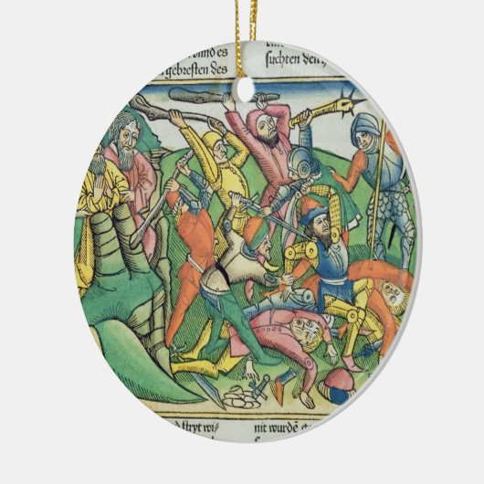 出国17 8-15アーロンおよびHurはモーゼの手を支えます セラミックオーナメント (左)