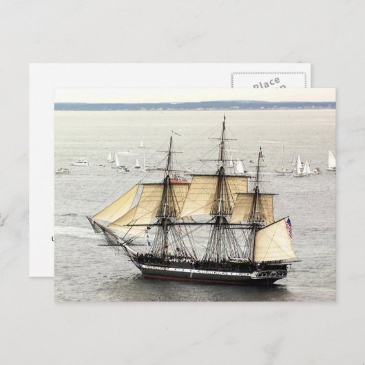 出帆のパレードで行われる米国船憲法 ポストカード (正面/裏面)
