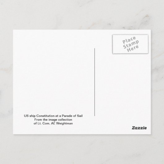 出帆のパレードで行われる米国船憲法 ポストカード (裏面)