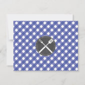 出席案内 ウェディングカード 青チェック BBQ チョーク 招待状 (裏面)