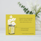 出席案内 - 白いデイジーが入ったメイソンジャー 出欠カード (スタンド正面)