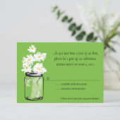出席案内 - 白いデイジーが入ったメイソンジャー 出欠カード (スタンド正面)