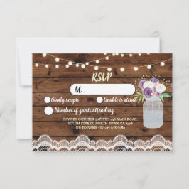 出席確認 ウッドレース ウェディング ラスティック ライト フラワージャー 招待状