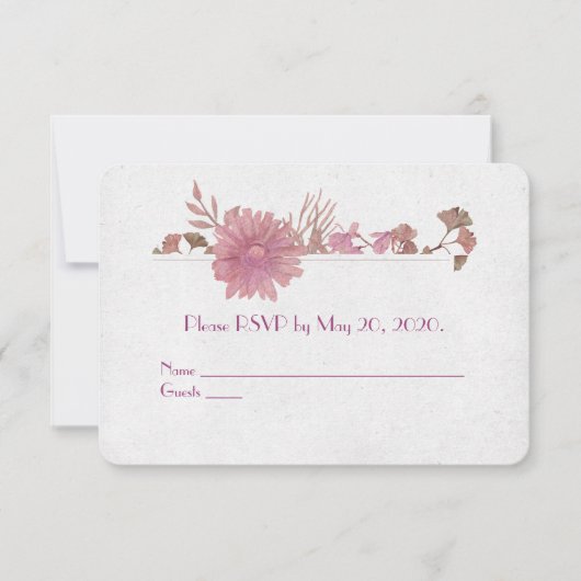 出席確認-誓いの更新 フラワーウォーターカラー枠 招待状 (正面)