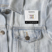 出席者のピンバック名バッジの四角いロゴボタン 缶バッジ (インサイチュ)