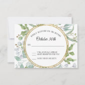 出席返信カード  ユーカリ ゴールド リース 植物カード 招待状 (正面)
