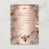 出席 ウェディング ベージュ クリーム ゴールド ローズ セット 出欠カード (裏面)