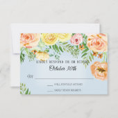 出席 ウェディング 現代的な黄色のバラとソフトな花 招待状 (正面)