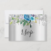 出席 銀婚 きらきら 輝く ブライダル ネイビー VIP 滴る 出欠カード (裏面)