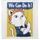 出来る！ホワイトキャットロージー・ザ・リベッター シャワーカーテン (正面)