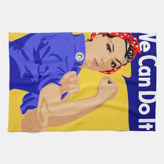 出来る！Rosie The Riveter WWIIのポスター キッチンタオル (横)