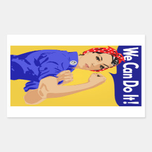 出来る!Rosie The Riveter WWIIのポスター 長方形シール