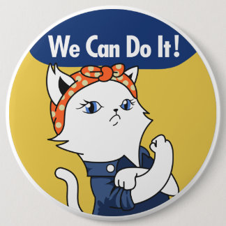 出来る！White Cat Rosie the Riveterボタン 缶バッジ