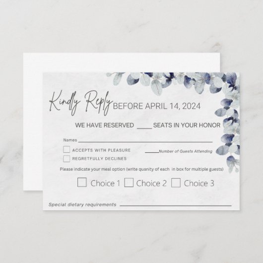 出欠カード (正面/裏面)