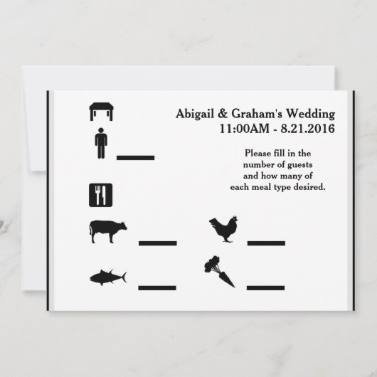 出欠席と食事の選択肢 招待状 (裏面)