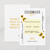 出欠確認のお知らせ - 愛と黄金のひまわりを祝って 招待状 (正面/裏面)