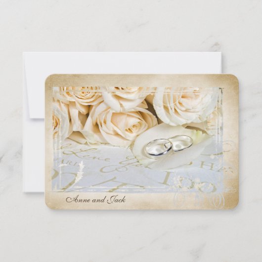 出欠確認の薔薇と指輪 誓いの更新式 招待状 (正面)