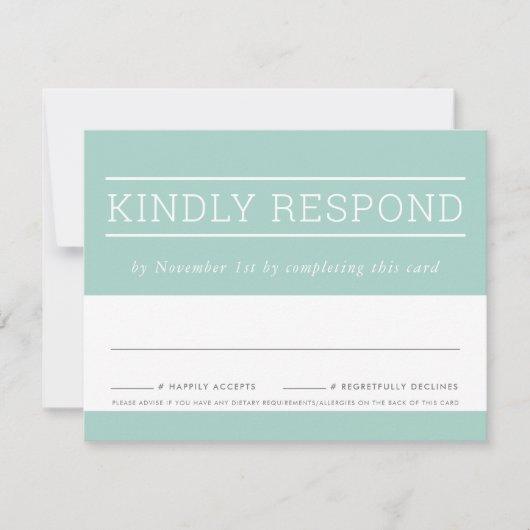 出欠確認カード　シンプルモダン　パステルミント 出欠カード (正面)