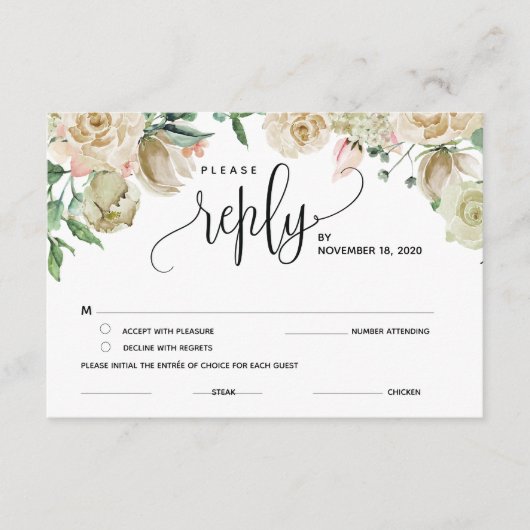 出欠確認カード, 返信カード, 返信 付属カード エンクロージャーカード (正面)