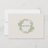 出欠確認返信カード  ユーカリ ゴールド リース 植物カード 招待状 (裏面)