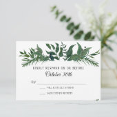 出欠確認 ウェディング エメラルド フォレスト 葉っぱ リーフ 招待状 (スタンド正面)