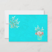 出欠確認 ウェディング ティール フラワー メイソンジャー ピンク ローズ 出欠カード (裏面)