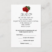 出欠確認 ウェディング ブラック ホワイト タキシード ディープ レッド ローズ 出欠カード (裏面)