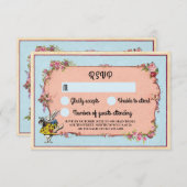 出欠確認 ウェディング ワンダーランド ウサギ 花 招待状 (正面/裏面)