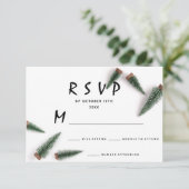 出欠確認 ウェディング 冬 クリスマス ホリデー 白 緑 出欠カード (スタンド正面)