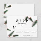 出欠確認 ウェディング 冬 クリスマス ホリデー 白 緑 出欠カード (正面/裏面)