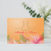 出欠確認 - オレンジの秋のウェディング返信カード 出欠カード (スタンド正面)