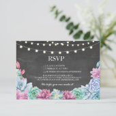 出欠確認 チャーク 結婚式 ラスティック 多肉植物 花のカード 出欠カード (スタンド正面)