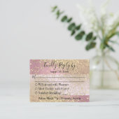 出欠確認 - ピンクとゴールドのグリッター エンクロージャーカード (スタンド正面)