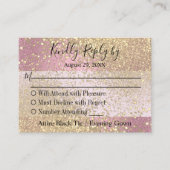 出欠確認 - ピンクとゴールドのグリッター エンクロージャーカード (正面)