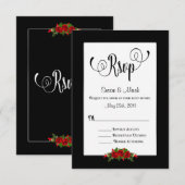 出欠確認, レッドローズコレクション/ブラック/レッド 出欠カード (正面/裏面)