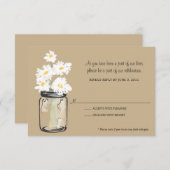 出欠確認 - 白いデイジーの入ったメイソンジャー 出欠カード (正面/裏面)