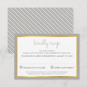 出欠返信カード シンプル ストライプ グレー 出欠カード (正面/裏面)