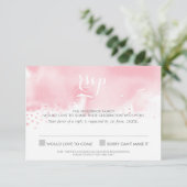 出欠返信カード 水彩 淡いピンク 招待状 (スタンド正面)