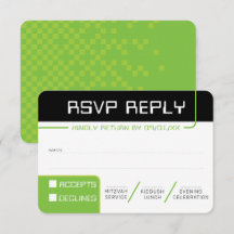 出欠返信カード　現代のゲーマー　ブラック×グリーン