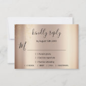 出欠返信 グリッター ブライダルシャワー ローズゴールド フローラル 出欠カード (正面)