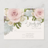 出欠返信 花嫁 ウェディング ローズ サボテンの葉 出欠カード (裏面)